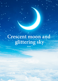 Crescent moon and glittering sky