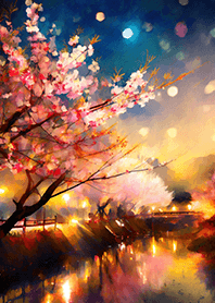 Beautiful night cherry blossoms#151