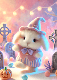 Lovely rabbit in Halloween costume 004