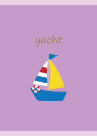 small yacht on light purple JP