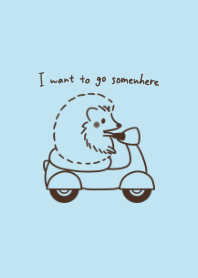 Hedgehog and Motorcycle -baby blue-