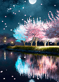 Beautiful night cherry blossoms#1448