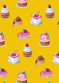 lots of cake on yellow