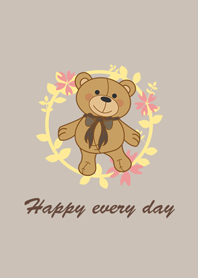 Romantic wreath teddy bear