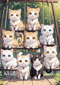 cat on swing - Beige