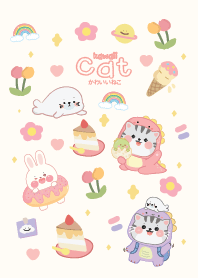 かわいい猫、パステルカラー