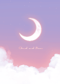 雲と三日月 - パープル & ピンク 01