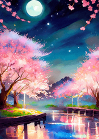 Beautiful night cherry blossoms#871