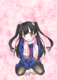 Girl of a half twin tail