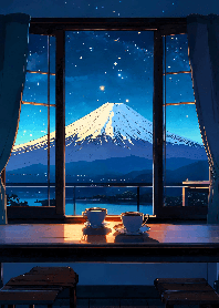 Mount Fuji and stars