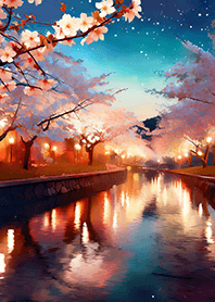 Beautiful night cherry blossoms#1436