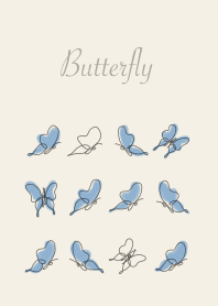 蝶々•ブルー/ベージュ by Kiki