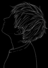 シンプルと男子/白黒モノトーン上を向く黒