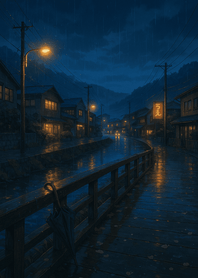 Rainy Night Street beside River