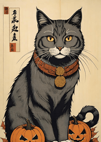 Ukiyo-e - Halloween cat 1F0481