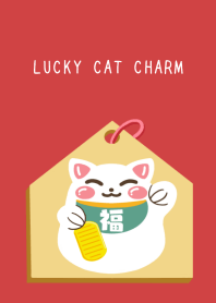 LUCKY CAT CHARM-RED-BEIGE