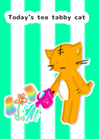 お花に水やり茶トラさん