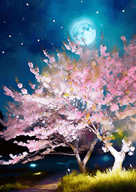 Beautiful night cherry blossoms#2526