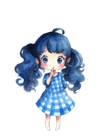 Shhh! Innocent Chibi Blue Gingham