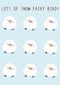 LOTS OF SNOW FAIRY BIRDS-LIGHT BLUE-YEL