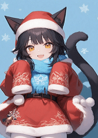 Cute Christmas Cat Girl