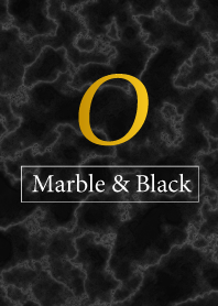 【O】イニシャル 大理石モノトーン黒