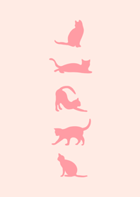 ピンクの猫のミニマリストシルエット