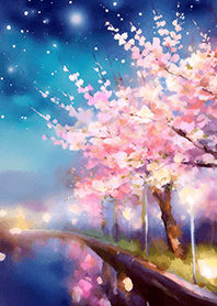 Beautiful night cherry blossoms#686