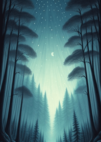 Mountain, Sea, and Moonlit Night 436151