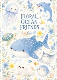 brown Floral Ocean Friends