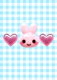 かわいいぷっくりうさぎシール-blue-