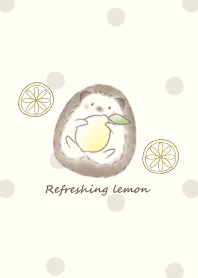 Hedgehog and Lemon* -beige- dot