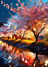 Beautiful night cherry blossoms#1127
