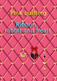 Pink quilting(Ribbon, rabbit and heart)