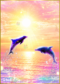 A fantastical sunset and dolphin/1