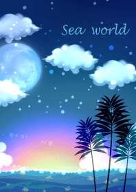 Night view of the sky and the sea
