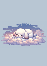 Sleepy Puppy on Cloud Bed