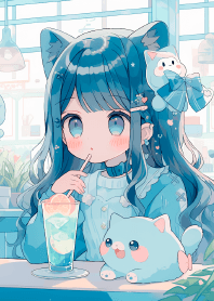 可愛貓娘喝飲料 4
