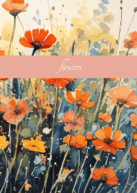 Cute Orange Flowers pink & blue