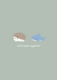 Hedgehog and Shark -smoky green- swim