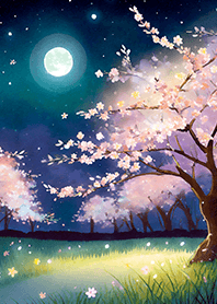 Beautiful night cherry blossoms#895
