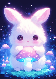 Healing bunny in mushroom forest