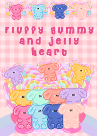 Fluffy gummy and jelly heart