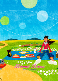 A girl who lunch under the blue sky