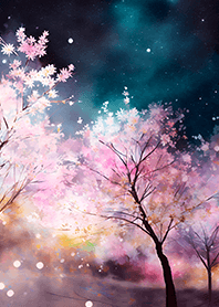 Beautiful night cherry blossoms#1162