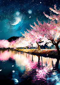 Beautiful night cherry blossoms#1281