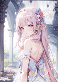 粉色櫻花浴衣女孩