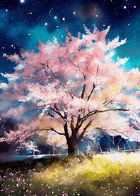 Beautiful night cherry blossoms#1087