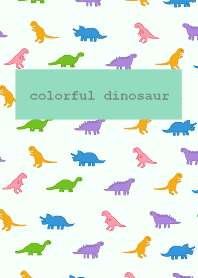 colorful dinosaur /mintgreen