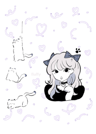 Fluffy cat and girl 02